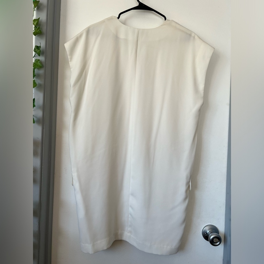 Banana republic cap sleeve v-neck cocoon mini dress in off white. petite small - Picture 8 of 15